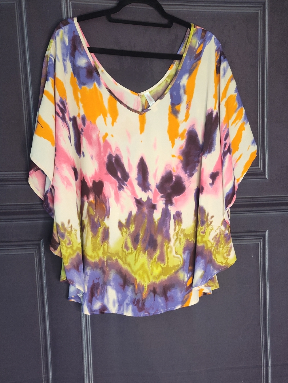 Xhilaration Multicolor Tie-Dye Tunic - Cream, Pink, Yellow, Purple, Orange